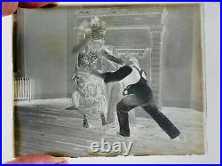 007 Antique VTG Photo Glass Negative Men Fighting Indian Costume halloween