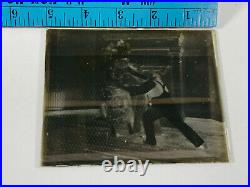 007 Antique VTG Photo Glass Negative Men Fighting Indian Costume halloween