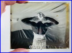 013 Antique VTG Photo Glass Negative Circus Carnival Strongwoman Sideshow muscle