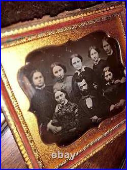 1/6 Daguerreotype Group Photo Man & SEVEN Women Mormon Family Antique 1850s