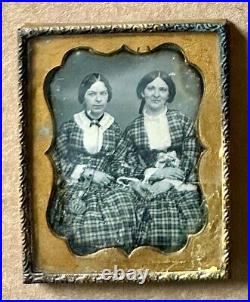 1/9 Daguerreotype Two Women Matching Dress Holding Hands Boston Photographer