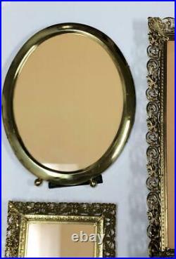 13 Vintage Gold Metal Brass Picture Frames Ornate Embossed Double Oval Footed