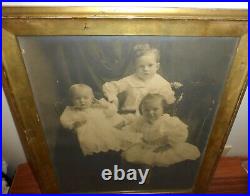 1800's Antique Victorian Era Photograph Of Children Photo Size 16 1/4x13 3/4