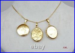 1879 Antique solid 18K Yellow Gold Engraved Pendant Picture Locket / 4.4gr