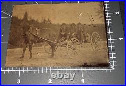 1880s Men with GUNS Rifle Pistol WAGON Maine Estate Outdoor Antique Tintype PHOTO