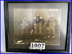 1907 Vintage Football Players Photograph In Gear Antique Sepia Amazing Framed