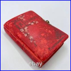 1910's Antique Collectible Memory Pocket Photo Album Red Velour & Bronze Clasp