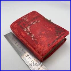 1910's Antique Collectible Memory Pocket Photo Album Red Velour & Bronze Clasp