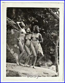 1926 Original EDWIN BOWER HESSER Female Nude TRIO Art Deco Silver Gelatin Photo