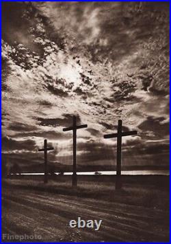 1931 Vintage CROSS Sky Clouds Switzerland JEAN GABERELL Religion Photo Art 12x16