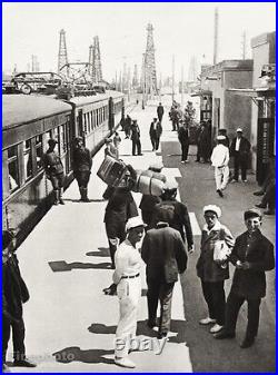 1934 Vintage AZERBAIJAN Baku Rail Train Station Oil Towers Cityscape Photo Art