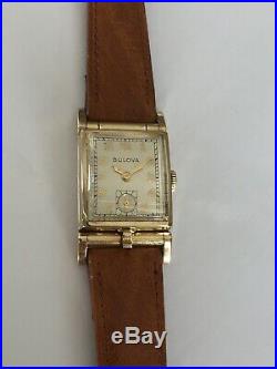 1940 Bulova Flip Up Photo Watch 17j 8AC Mens Wristwatch BIN $225