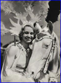 1940s Vintage CIRCUS CARNIVAL Show Girl And White Horse Ringling Photo Art 12x16