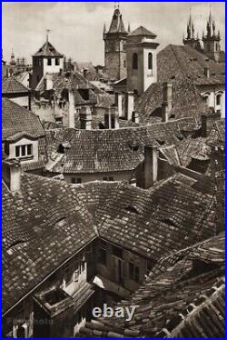1940s Vintage PRAGUE Old City Roof Spires Architecture By PLICKY Photo Art 12X16