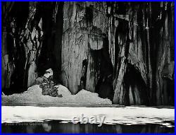 1950s Vintage ANSEL ADAMS Rock Cliff Frozen Lake Winter Photo Gravure Art 11x14