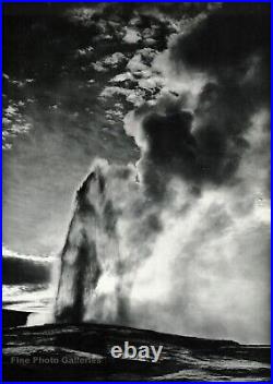 1959 Vintage ANSEL ADAMS Old Faithful Geyser Yellowstone Photo Gravure Art 12x16