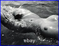 1960s LUCIEN CLERGUE Vintage Female Nude Woman Water Wave Ocean Photo Art 11x14