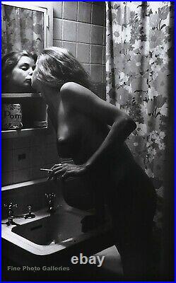 1970s Vintage HELMUT NEWTON Female Nude Kissing Mirror Bathroom Photo Art 8x10