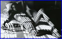 1976 Vintage HELMUT NEWTON Female Nude Woman Reading News In Bed Photo Art 11X14