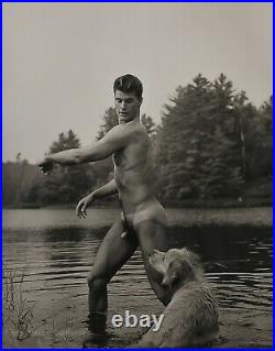 1989 Vintage BRUCE WEBER Young Nude Male ROB Dog Lake Photo Gravure Art 11X14