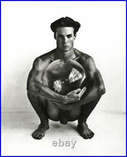 1989 Vintage HERB RITTS Male Nude With Sphere Duotone Photo Engraving Art 11x14