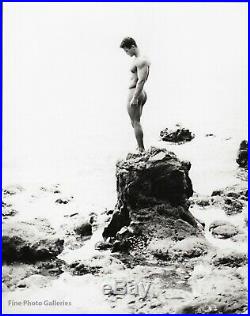 1990s Original JAY JORGENSEN Male Nude On Rocks Beach Ocean Silver Gelatin Photo