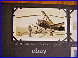 2 Antique SNAPSHOT PHOTOS of AUTOGYRO at Pitcairn Field SEPT 1932 on Album Page