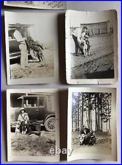 21 Antique Photographs lot Dog Car People men women 1920's dogs children Oil rig