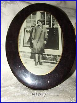 4 Antique 1920s Oval Celluloid Framed Photographs Instant Relatives