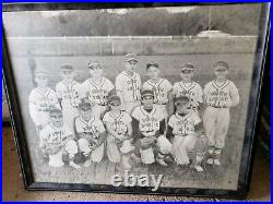 4 Vintage Antique Professionally FRAMED Youth Baseball Pictures Photos 50's 60