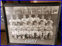 4 Vintage Antique Professionally FRAMED Youth Baseball Pictures Photos 50's 60