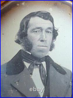 6th plate DAGUERREOTYPE of 1850s MR. BURNS classic sideburns and a side look