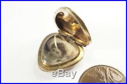 ANTIQUE VICTORIAN ENGLISH 9K GOLD B&F HEART SHAPED PHOTO LOCKET PENDANT c1860