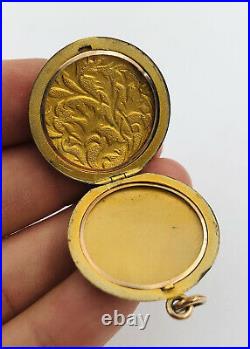 ANTIQUE VICTORIAN GOLD FILLED ART NOUVEAU REPOUSSE Floral Photo Locket Pendant