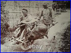 ANTIQUE VINTAGE CHINA CHINESE TURN 19th CENTURY PIPE PEASANT DEAD PIG RARE PHOTO