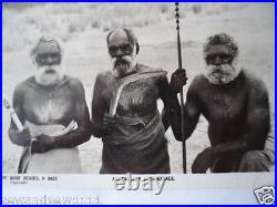ANTIQUE VINTAGE OLD PHOTO POSTCARD ABORIGINAL MEN with SPEAR BOOMERANG and CLUB