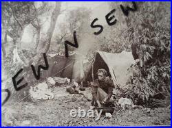 ANTIQUE VINTAGE OLD PHOTO POSTCARD with STAMPS ABORIGINAL HUMPY CAMP IN BUSH