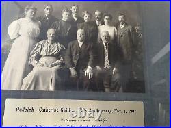 ANTIQUE VTG set of 2FRAMED FAMILY GROUP PHOTOGRAPH PICTURE 1907