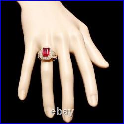ANTIQUE Vintage Fine Birthday Engagement Ring 14k Gold Ruby Diamond