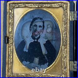 Ambrotype Vintage Double Photograph Of Couple With Case ANTIQUE GOOD