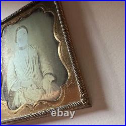 Antique 1/6th Plate Daguerreotype Photograph Beautiful Young Woman Holding Book