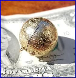 Antique 14k Gold Ball Pendant/Charm/Fob Folding Photo Locket-Victorian-19.5g
