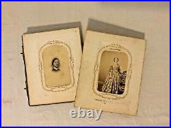 Antique 1860s Photo Album Mary E. Dreeland Tintypes Carte de Visite