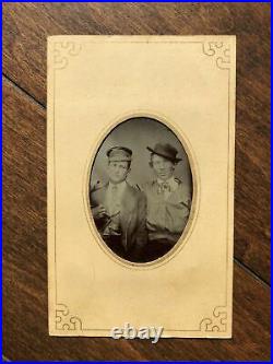 Antique 1870s Tintype Photo, Two Men, Best Friends