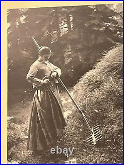 Antique 1888 Victorian Black & White Photo Woman E. Adan Faneuse Framed Art Vtg