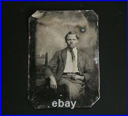 Antique 1890s Tintype Photograph Western Gentleman American Frontier