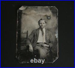 Antique 1890s Tintype Photograph Western Gentleman American Frontier