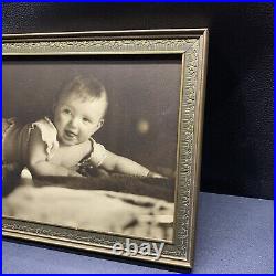 Antique 1920s Baby Photo On Heavy Paper Stock, Framed With Glass Large 12 Print