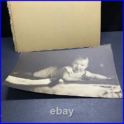 Antique 1920s Baby Photo On Heavy Paper Stock, Framed With Glass Large 12 Print