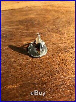 Antique Art Deco Ring Dendritic Picture Agate 10k White Gold Size 6.5 Marked